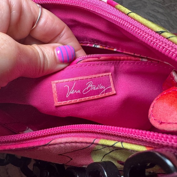 Vera Bradley EdithFloral Rose Pink Red Hobo Chain handle purse - Picture 5 of 10
